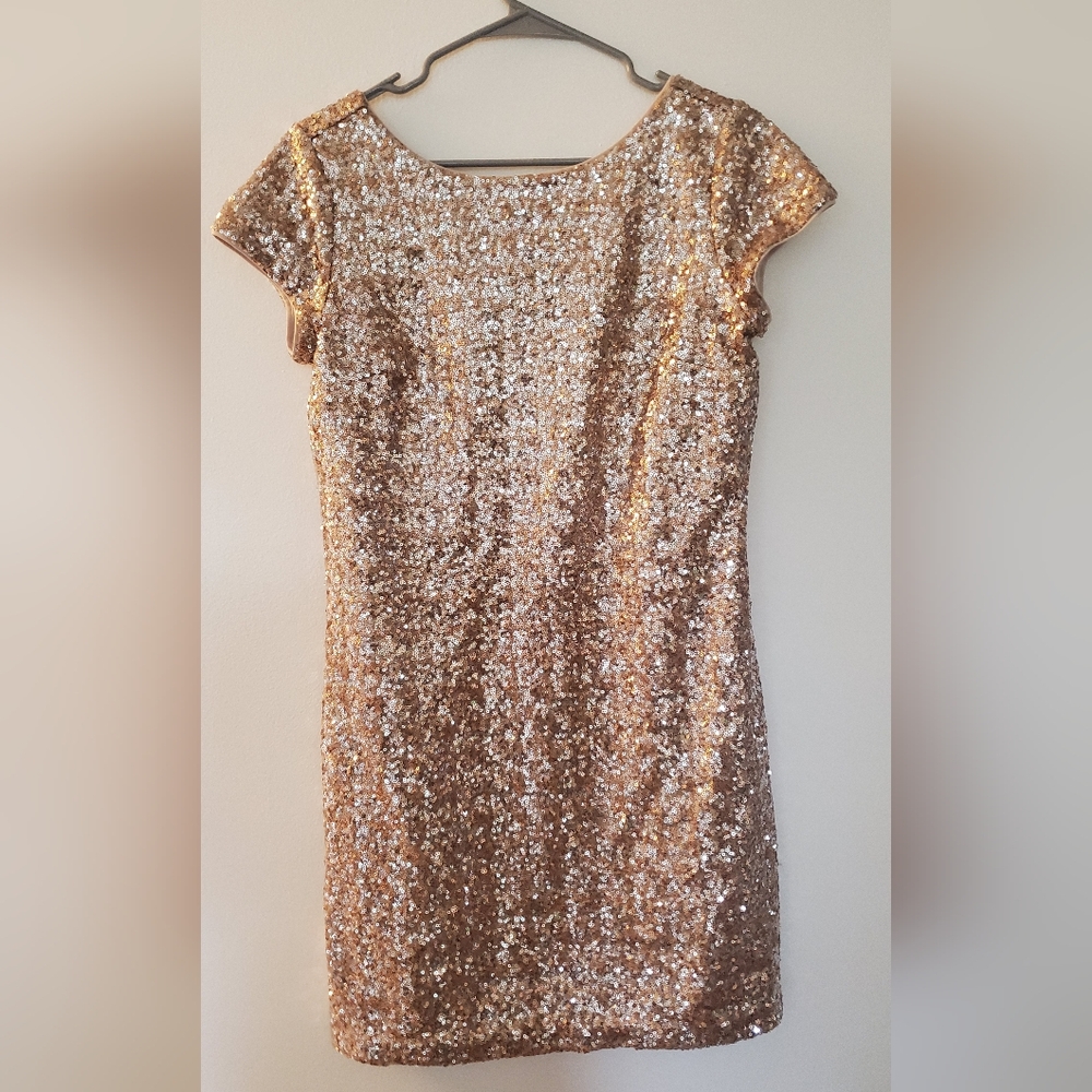 White House Black Market Gold Sequin Dress